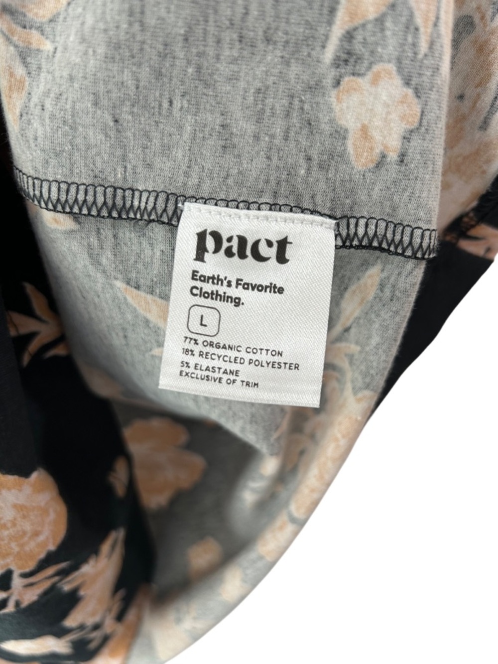 Pact floral Midi Skirt pencil L light black tan cream organic cotton blend NWT - Picture 5 of 5